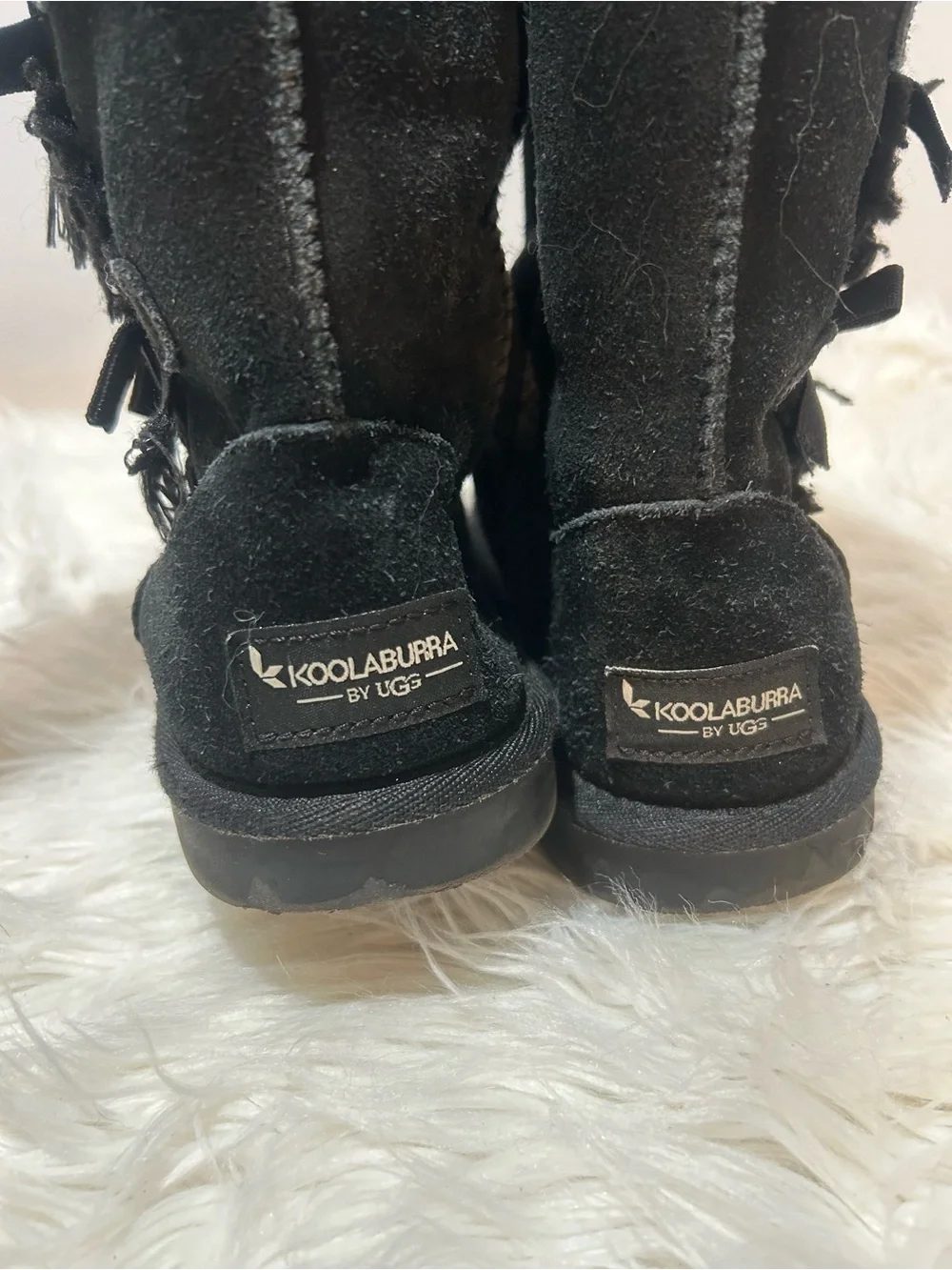 Kids Sz 2 Black Koolaburra Boots with Bow Detail